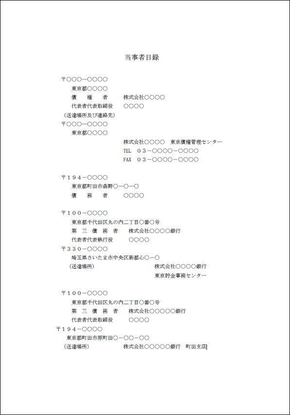 債権差押命令書のサンプル